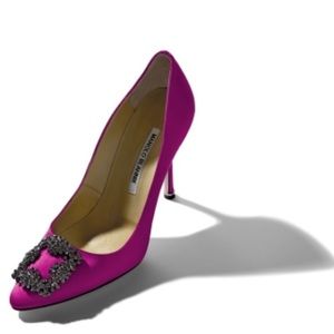 Authentic Manolo Blahnik Satin Hangisi Pink